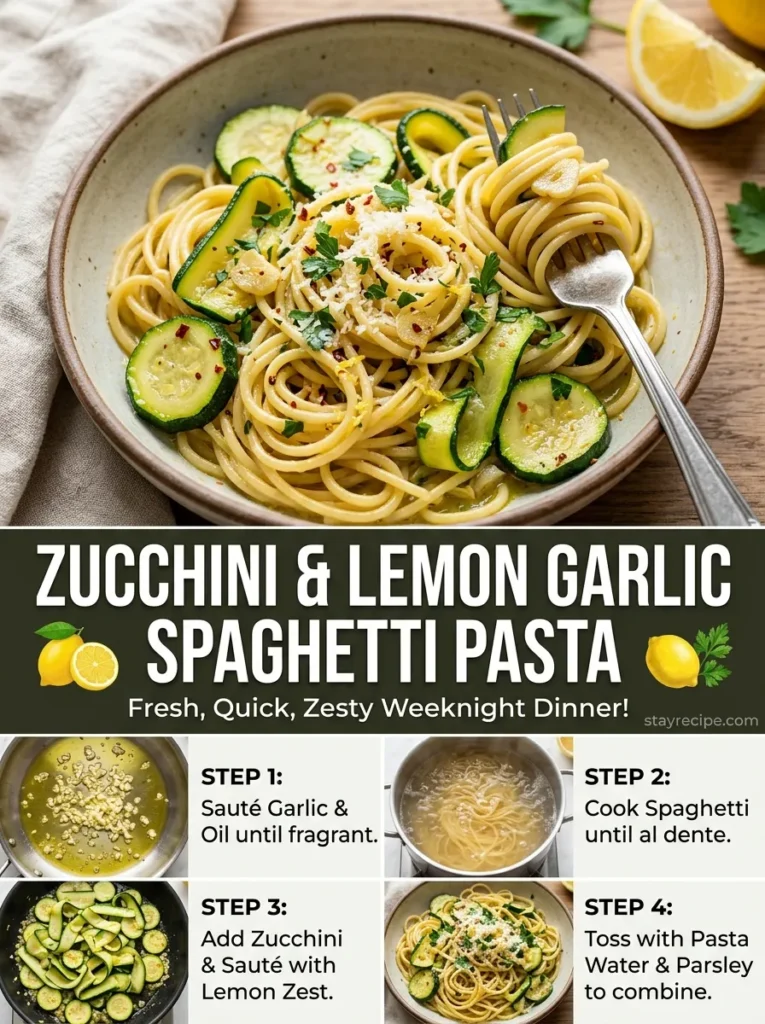 Zucchini Lemon Garlic Spaghetti Pasta