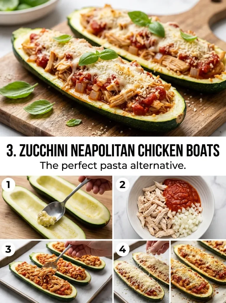 Zucchini Neapolitan Chicken Boats Zucchini Neapolitan Chicken Boats